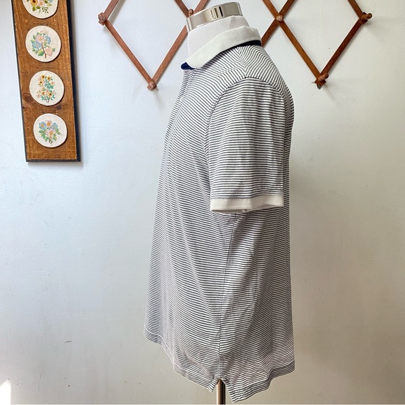 Massimo Dutti Striped Blue White Short Sleeve Polo Large - Picture 7 of 15